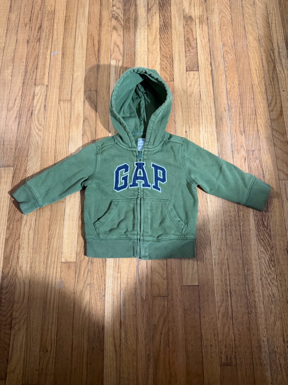 Baby Gap 18/24 Olive zip up logo hoodie